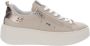 Nerogiardini Leren sneakers met vetersluiting en rits Beige Dames - Thumbnail 3