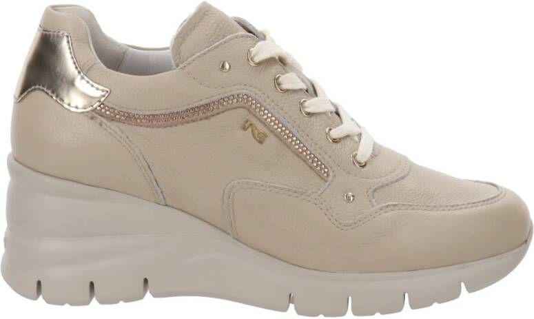 Nerogiardini Leren Sneakers voor Vrouwen Beige Dames