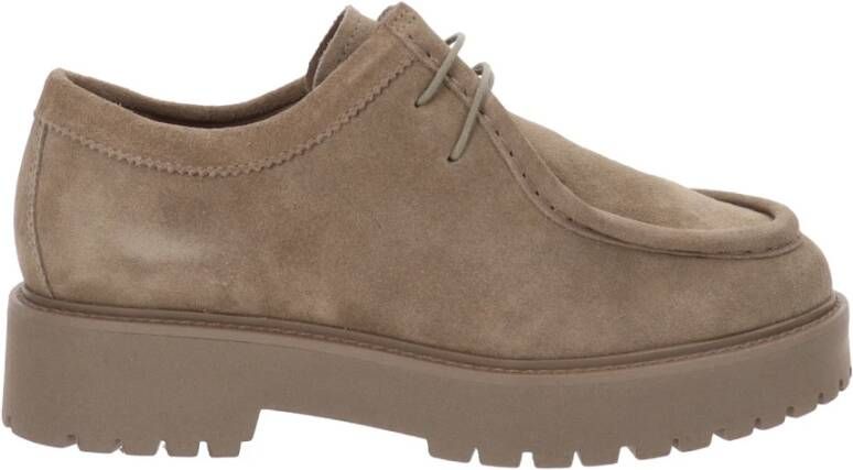 Nerogiardini Leren Veterschoenen voor Dames Beige Dames