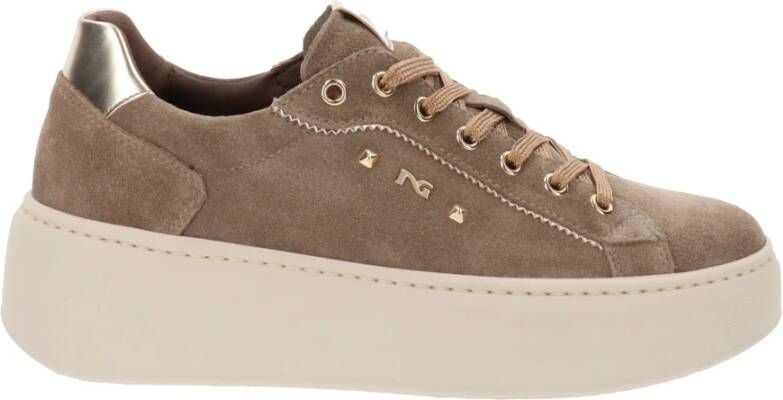 Nerogiardini Leren Vetersneakers voor Dames Beige Dames