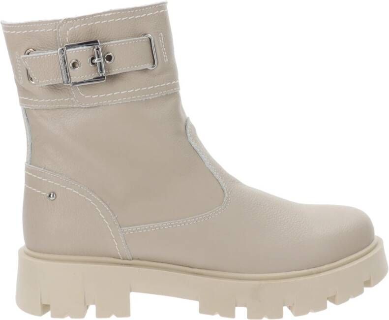 Nerogiardini Meisjes Leren Enkellaarsjes Beige Dames