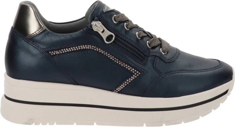 Nerogiardini Moderne Leren Sneakers voor Vrouwen Blue Dames