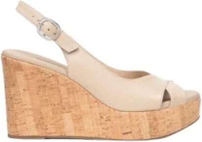 Nerogiardini Nappa Pandora Linnen Stijlvolle Sandalen Beige Dames