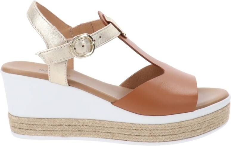 Nerogiardini Casual Camel Leren Dames Sandalen Brown Dames