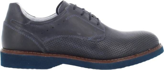 Nerogiardini Blauwe leren derby schoenen Blue