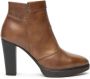 Nerogiardini Studded Leren Enkellaarzen Rits Sluiting Brown Dames - Thumbnail 1