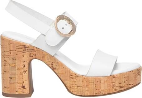 Nerogiardini Witte Leren Hoge Hak Sandalen White Dames