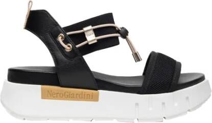 Nerogiardini Zwarte Lage Sandalen Elegante Zomerstijl Black Dames