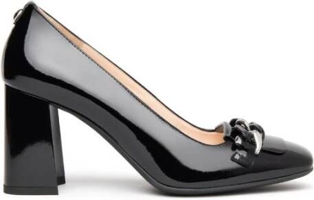 Nerogiardini Zwarte lakleren pumps met 8 cm blokhak Black Dames