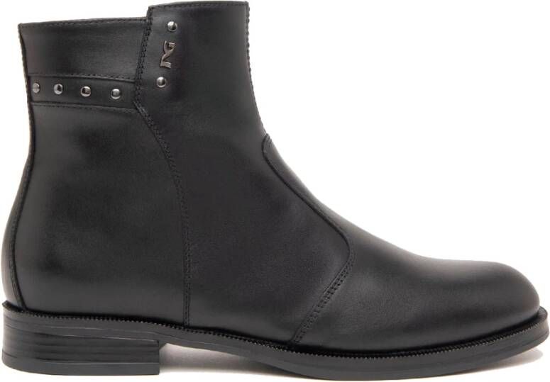 Nerogiardini Zwarte leren blokhak schoenen Black Dames