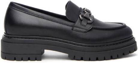 Nerogiardini Zwarte leren loafers met metalen klem Black Dames