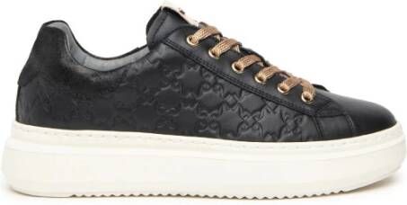 Nerogiardini Zwarte leren sneakers met logoprint Black Dames