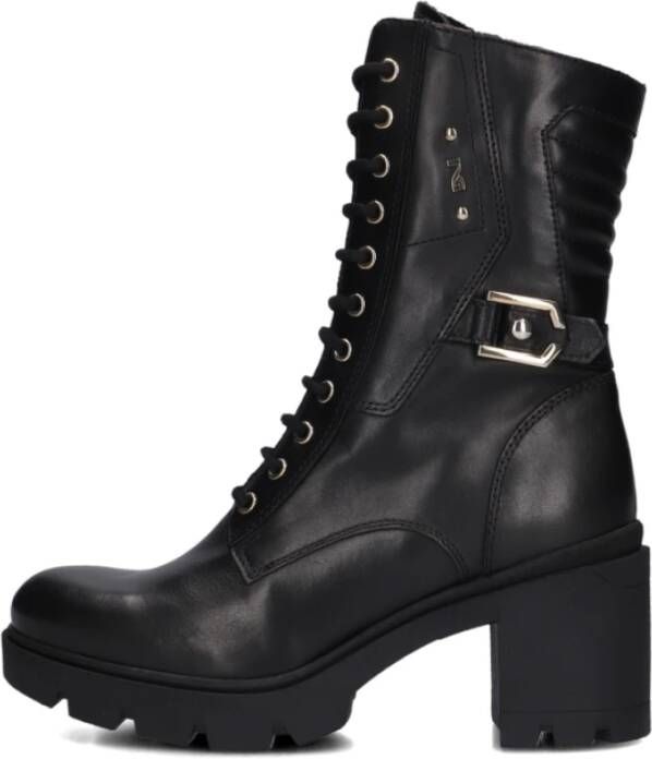 Nerogiardini Zwarte Leren Veterschoenen Black Dames