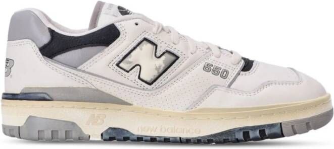 New Balance 550 Sneakers Grijs Zwart Leren Panelen White Heren