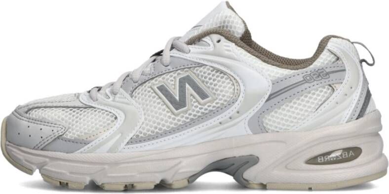 New Balance Witte Beige Sneakers Veters Rubberen Zool White