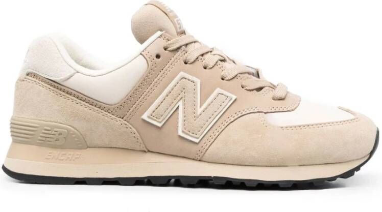 New Balance Beige Off White Sneakers Logo Rubberen zool Beige Heren