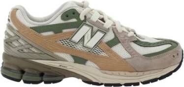 New Balance Olijf Pigskin Sneakers met Gewatteerde Hiel Multicolor