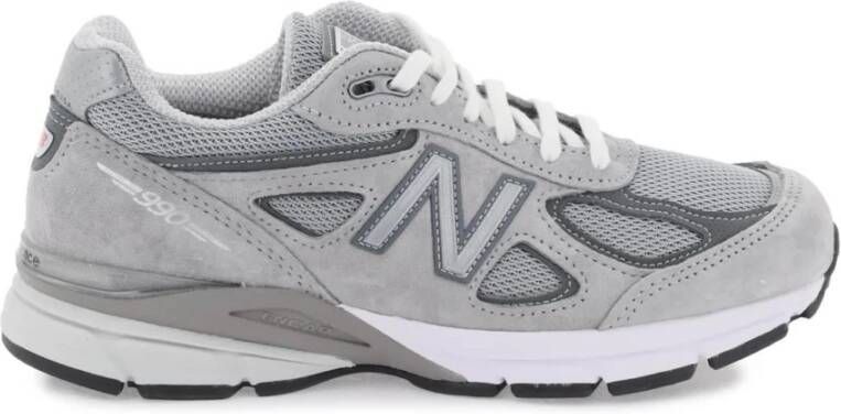 New Balance USA 990v4 Sneakers met Suède en Mesh Gray Heren