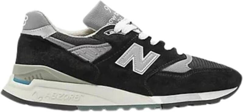 New Balance Zwarte platte schoenen 998 Made in USA Black Heren