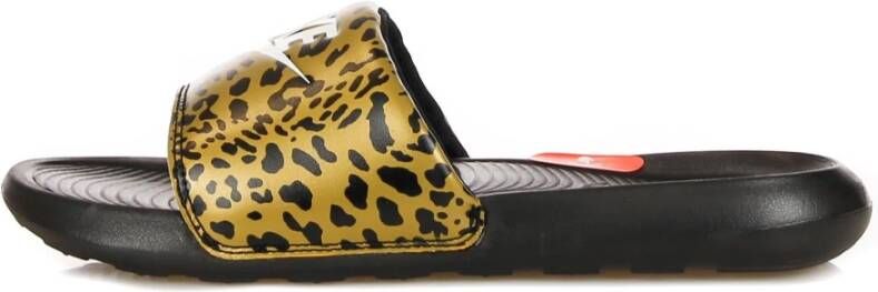 Nike Gedrukte Slide Pantoffels Chutney Wit Zwart Yellow Dames