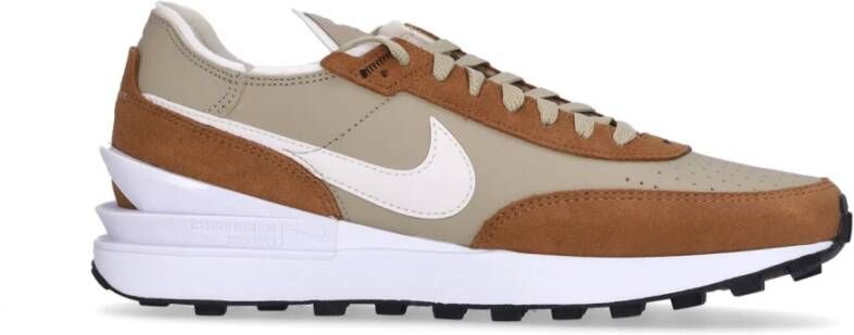 Nike Leren Lage Schoen Bruin Wit Stijlvol Brown Heren