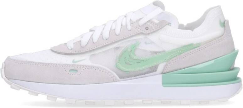 Nike Waffle One Lage Sneaker in Wit Groen Zeil White Heren