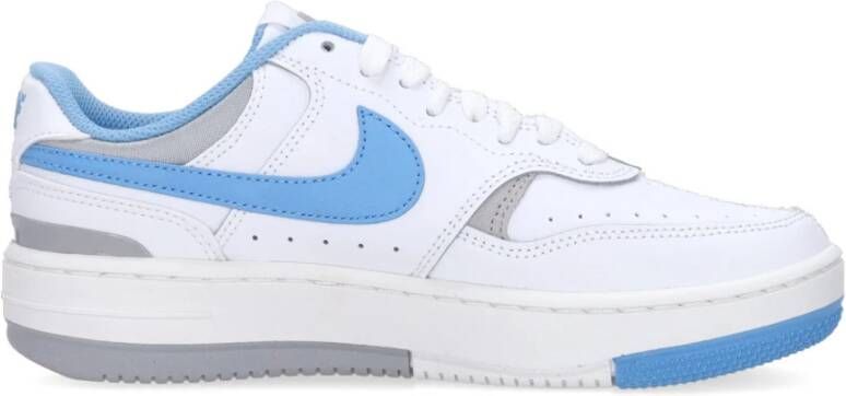 Nike Wit Blauw Lage Schoen met Geborduurd Logo White Dames