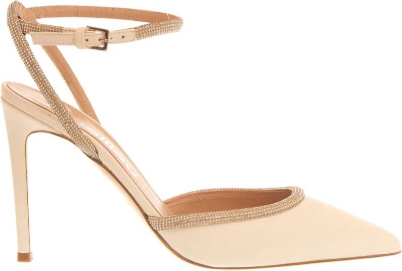 Ninalilou Ivoor Strass Slingback Hakken Beige Dames