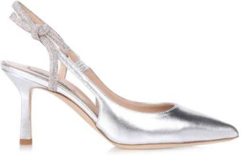 Ninalilou Zilveren Slingback Schoenen met Swarovski Detail Gray Dames