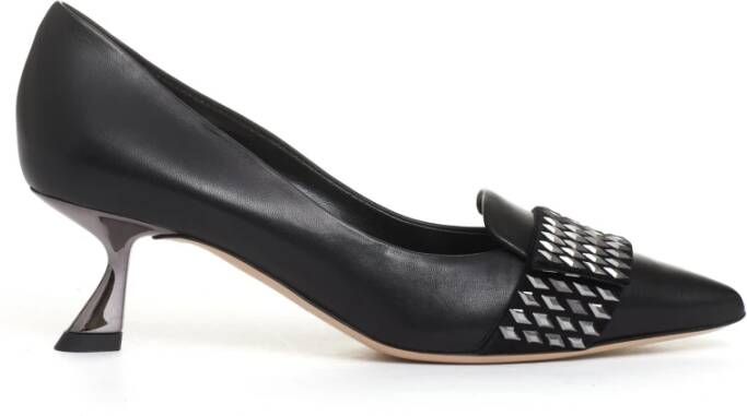 Ninalilou Zwarte pump met diamantpatroon hak Black Dames