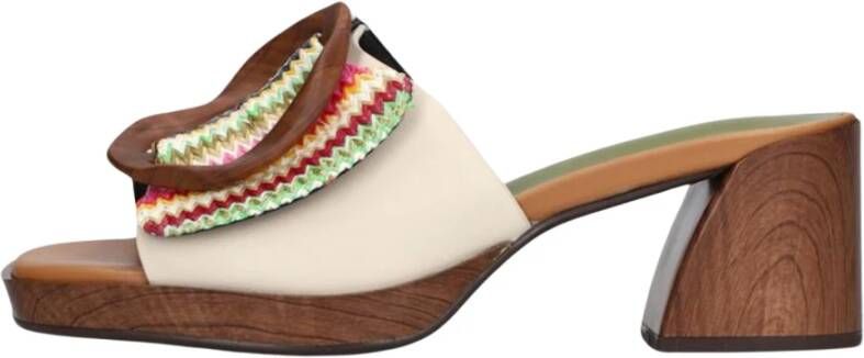 Noa Harmon Beige Geweven Band Muiltjes Multicolor Dames