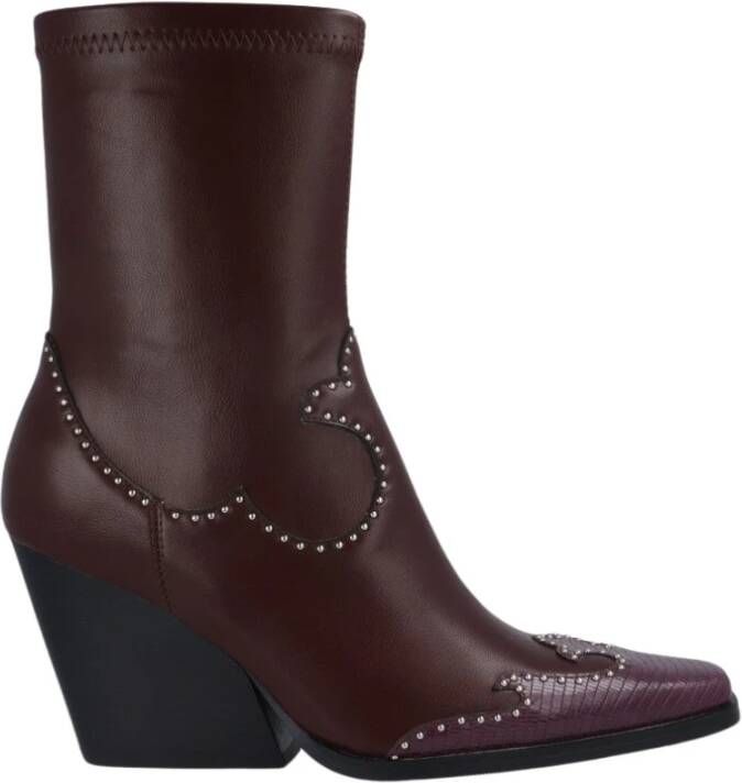 Noa Harmon Bordeaux Cowboy Boot met Lizard Details Purple Dames