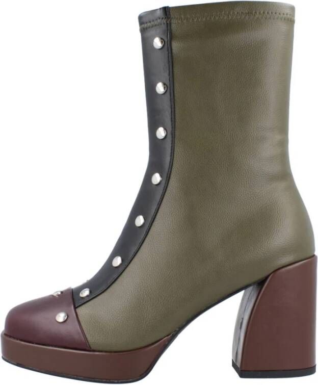 Noa Harmon Platform Heeled Boots Green Dames