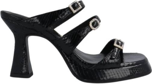 Noa Harmon Slangenprint hoge hak sandaal Atomic Black Dames