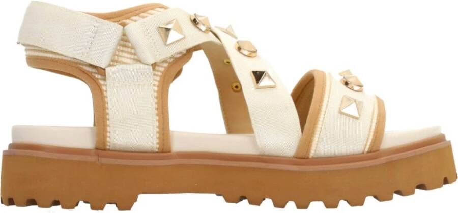 Noa Harmon Studded Flat Sandals Beige Dames