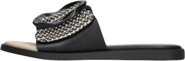 Noa Harmon Zwarte en Witte Papierstro Slippers Black Dames