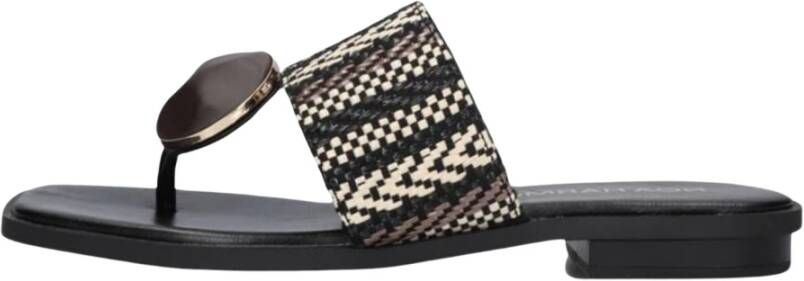 Noa Harmon Zwarte Raffia Slippers Stijlvolle Zomer Black Dames