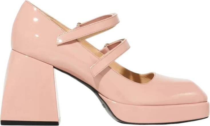 Nodaleto Roze platform schoenen met dubbele klittenbandsluiting Pink Dames