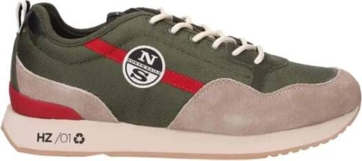 North Sails Sneakers van gerecycled nylon met suède details Groen Heren