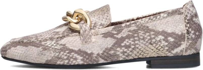 Notre-v Beige Leren Loafers met Slangenprint Beige Dames