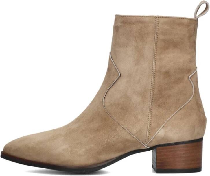 Notre-v Beige Suède Enkellaarzen Stijlvol Model Beige Dames