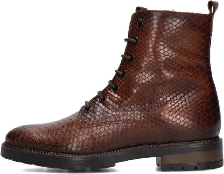 Notre-v Cognac Leren Veterschoenen Brown Dames