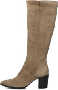 Notre-v Taupe Suede Hoge Hak Laarzen Beige Dames