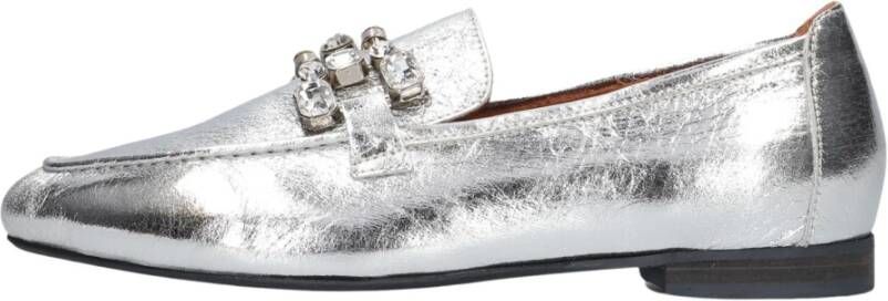 Notre-v Zilver Metallic Loafers met Diamant Detail Gray Dames