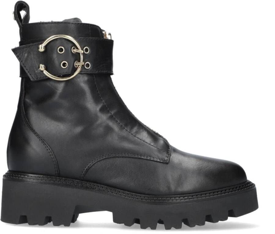 Notre-v Zwarte Bikerboots Trendy Stijl Black Dames