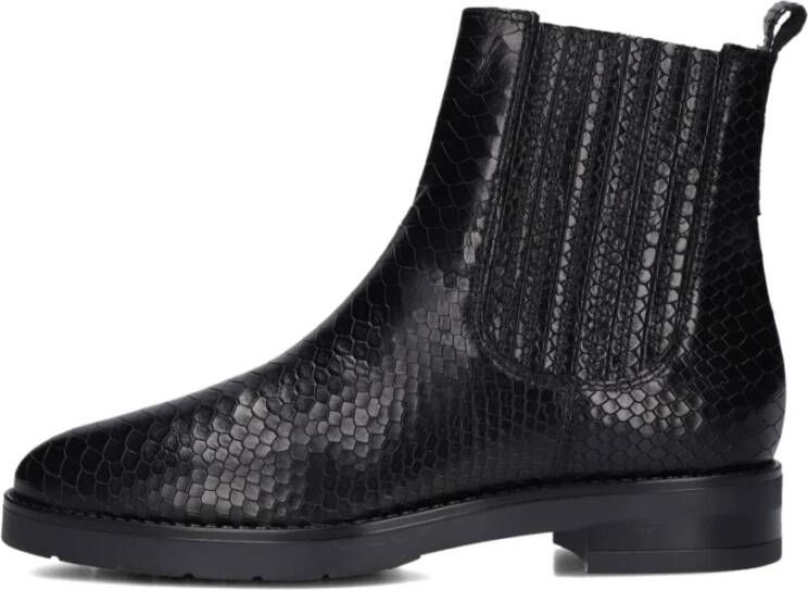 Notre-v Zwarte Chelsea Boots met Slangenprint Black Dames