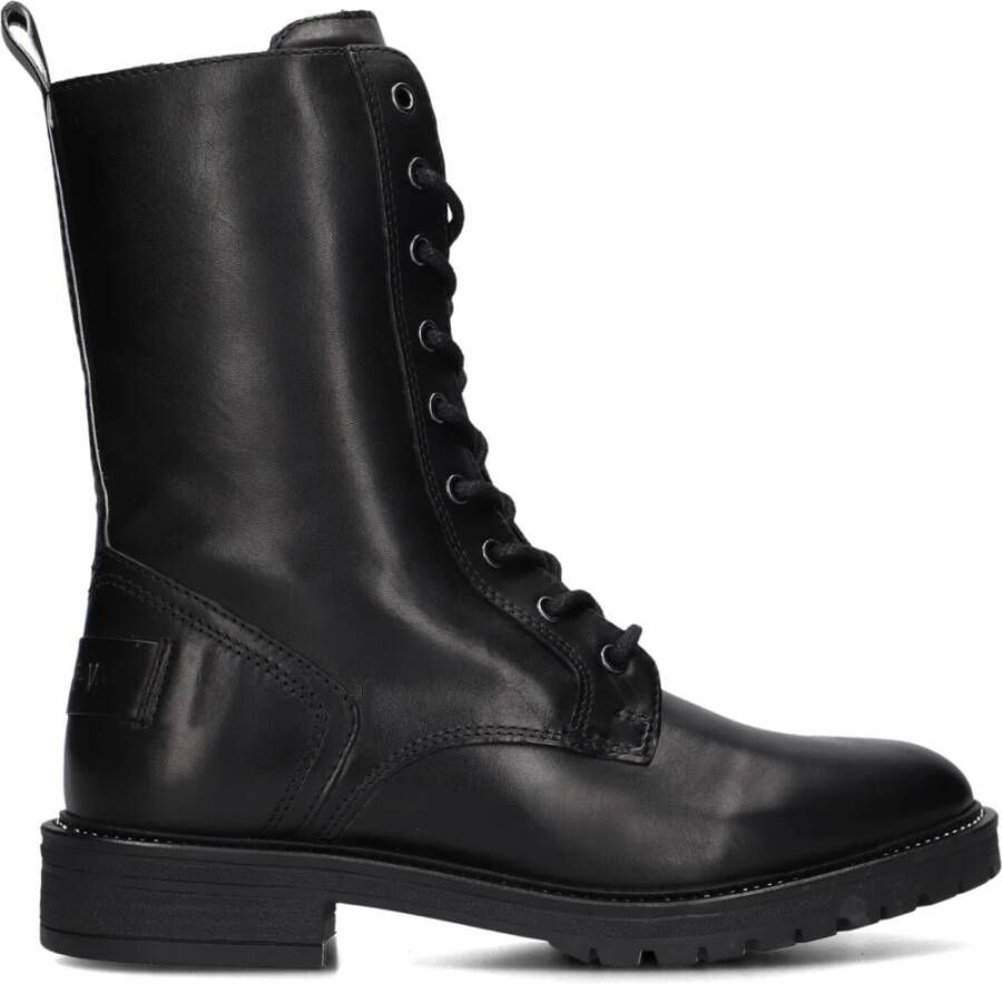 Notre-v Zwarte Leren Veterschoenen Black Dames