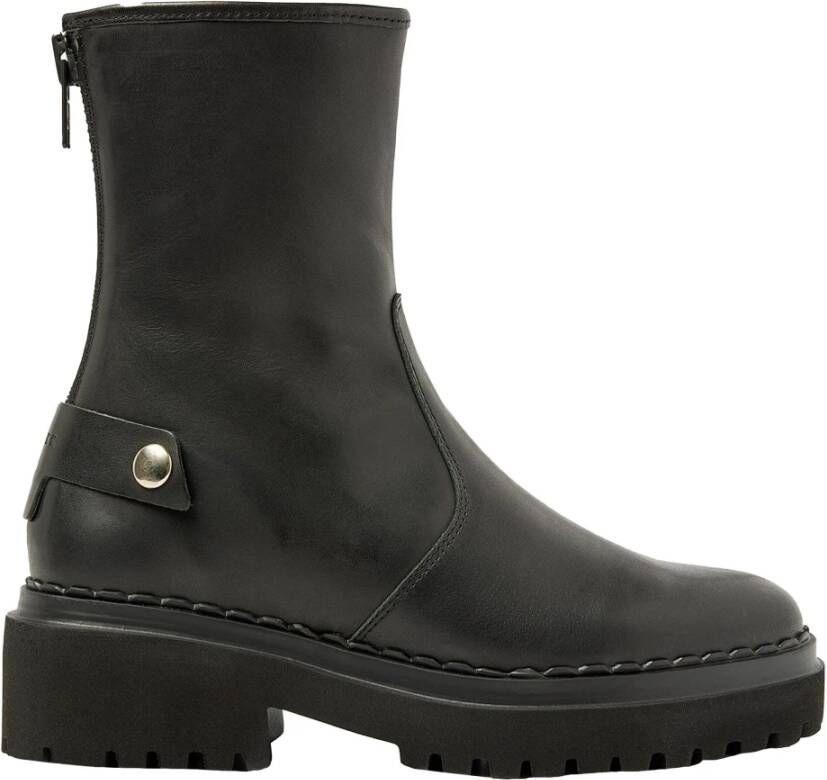 Nubikk Stijlvolle Chelsea boots met bontdetail Black Dames