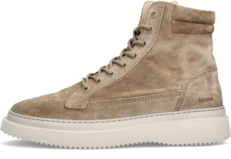 Nubikk Taupe Suède Veterschoenen Enkellaarsjes Beige Heren