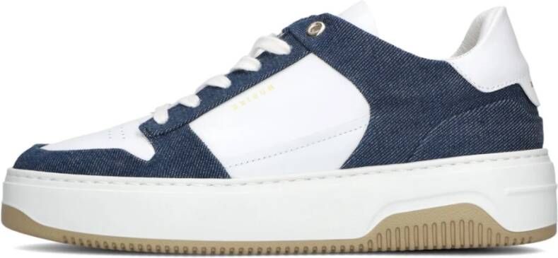 Nubikk Witte Leren Lage Sneakers met Blauwe Details Blue Dames